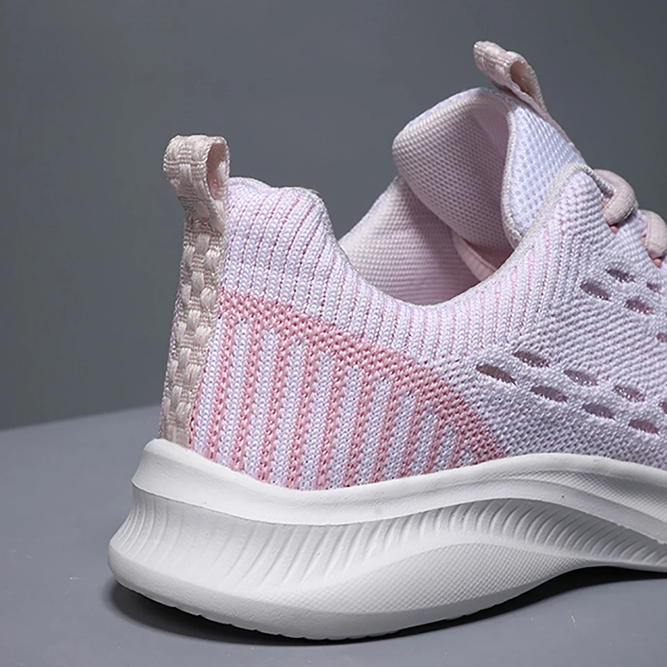 Loekeah Fashion Ladies Sports Shoes Light Breathable Mesh Casual Sneakers Lace-Up Running Footwear Comfortable Soft Shoes Tennis