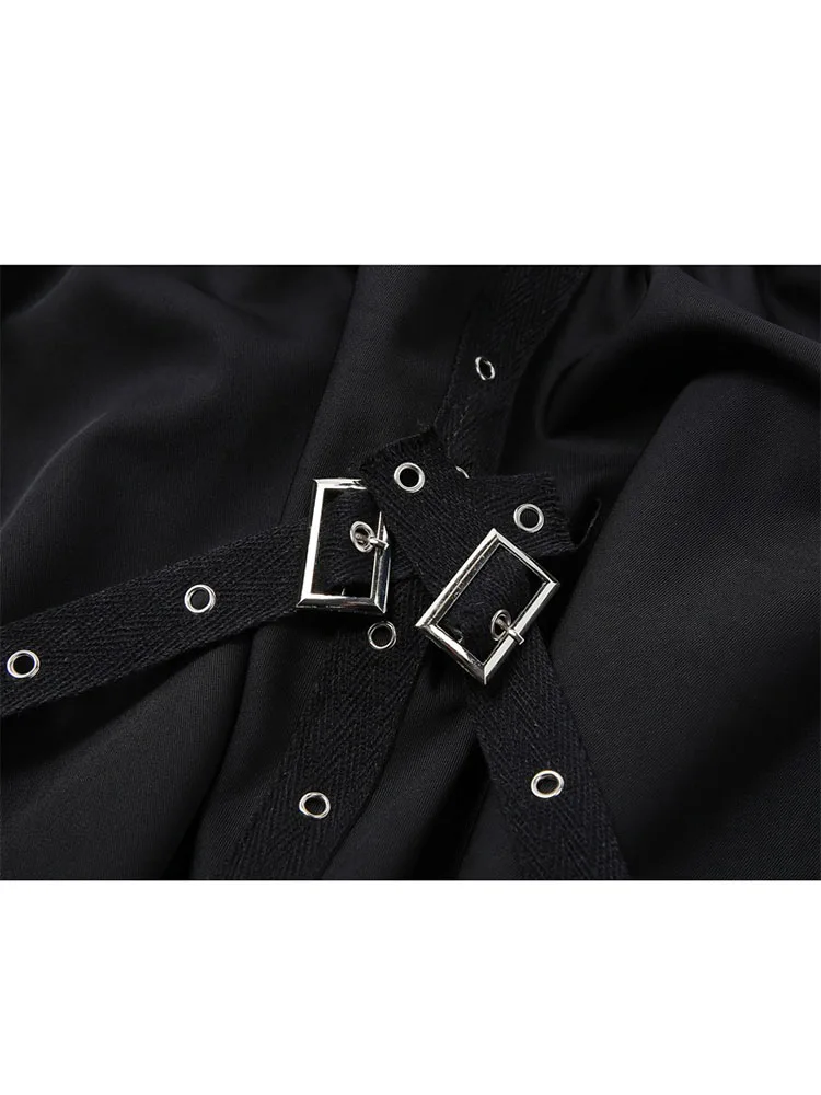 Женская юбка с высокой талией черная большого размера в готическом стиле поясом