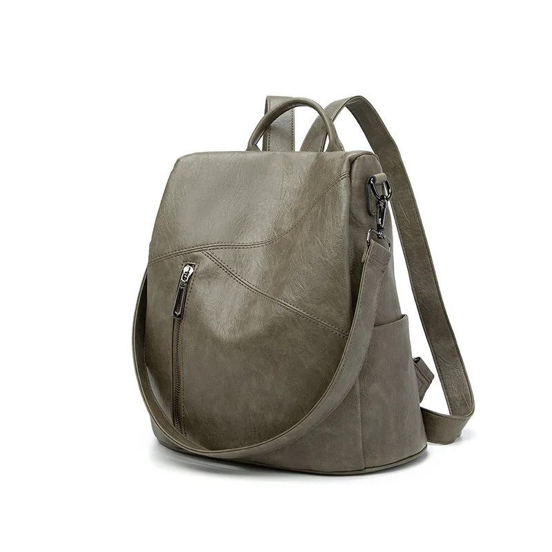 

Backpack For Women Pu Leather Zipper Handbag Interior Compartment Business Fashion Backpacks Black Bags