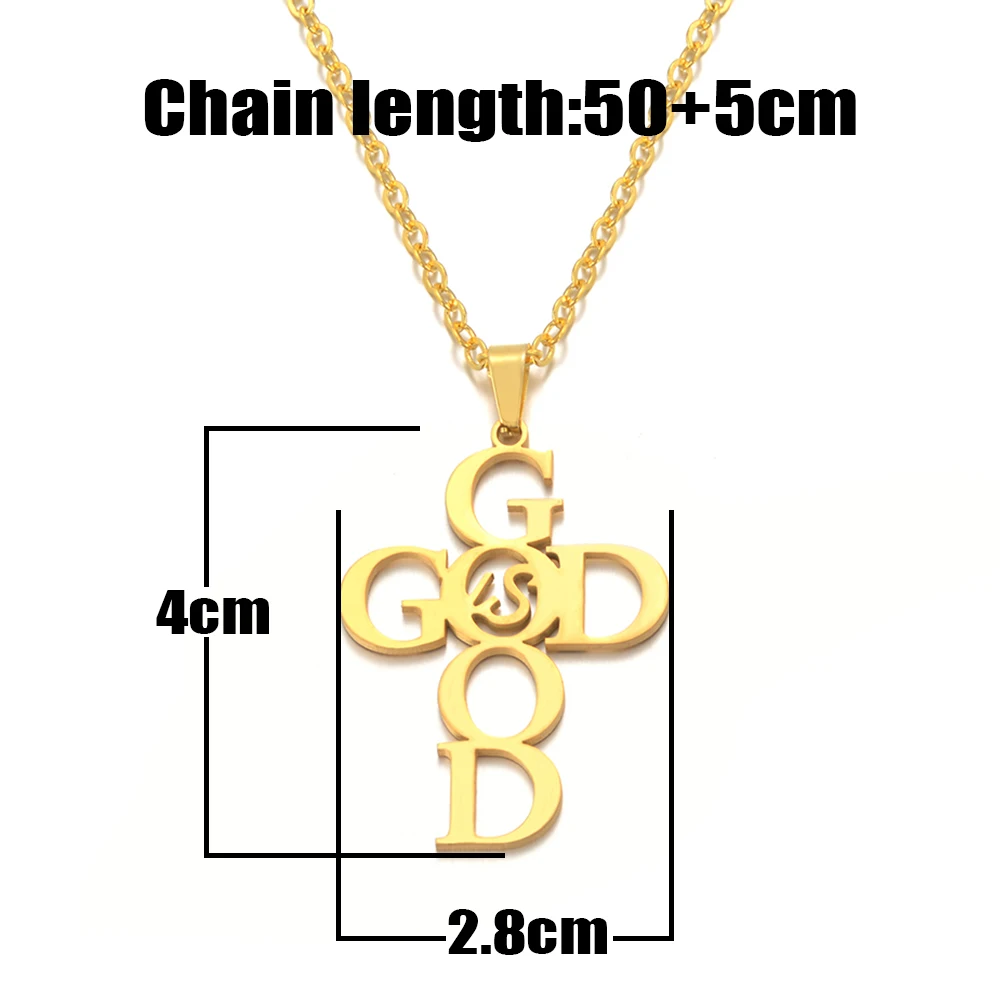 Ожерелье из нержавеющей стали золотой серебряный цвет хорошее &amp Бог Подвеска