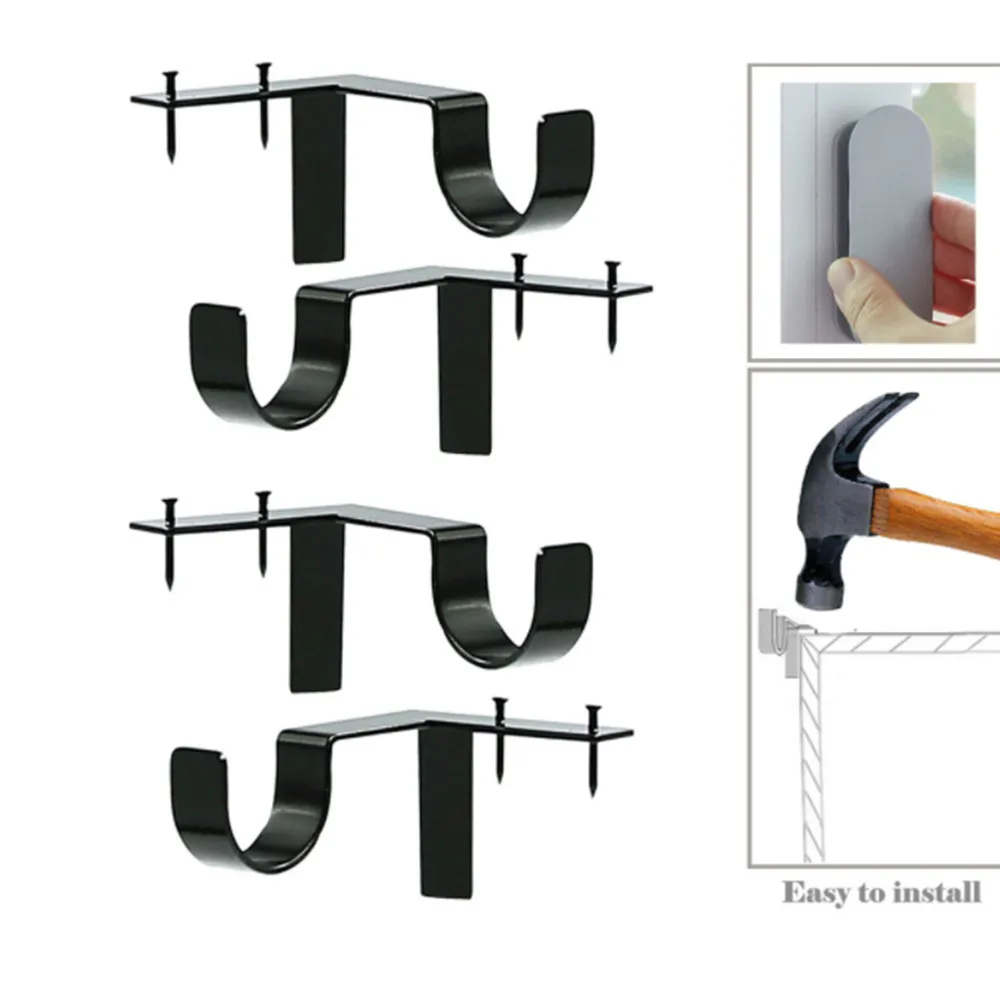 

4set Single Curtain Rod Brackets for Drapery Rod Curtain Rod Holders Easy to Install