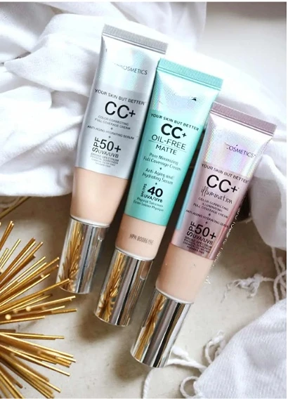 IT Cosmetic CC Cream for Dry Skin Sunscreen Moisturizing Concealer Smooth Natural Makeup Brightening Skin Color Light 30ml Light