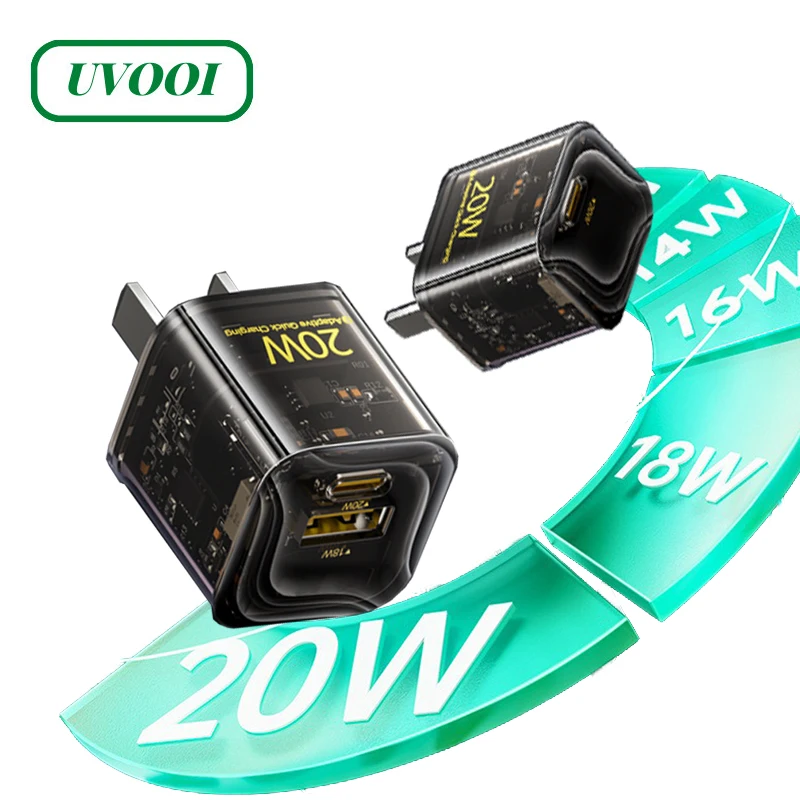 

Dual USB Type C PD 20W Charger Fast Charging Wall Adapter Transparent USB A Charge Plug For iPhone 13 12 Huawei Xiaomi Samsung