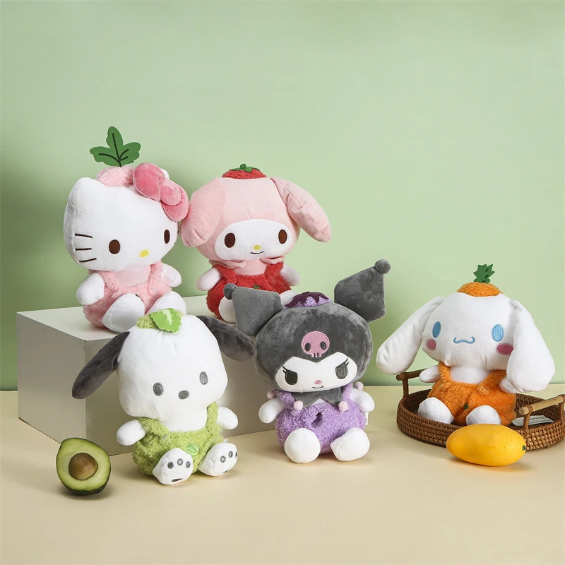 

Sanrio, Hello Kitty Cinnamoroll Kuromi понравико Овощной свежий серии Плюшевые игрушки Симпатичные мягкие плюшевые куклы для детей Рождественский подарок