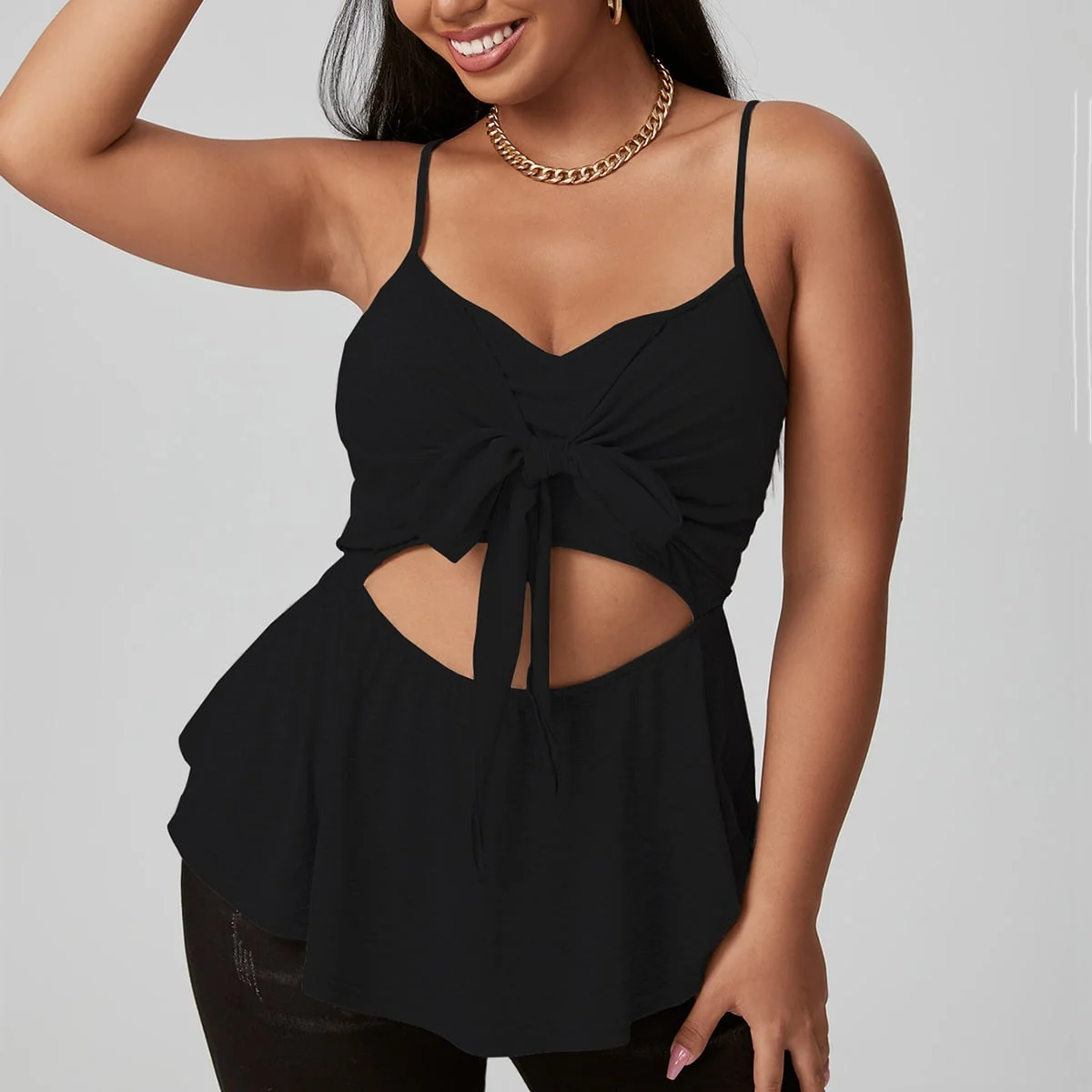 Large Plus Size 4XL Top Women's Summer 2022 Sexy Curvy Sleeveless Peplum Blouses Fashion Ruffles Solid Ladies T Shirts Camisole