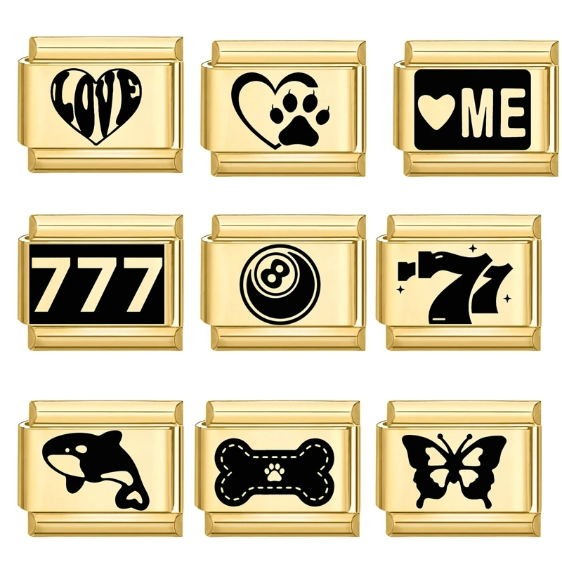 Шарм 2024 подарки золотой цвет с принтом бабочки звезды итальянские шармы звенья