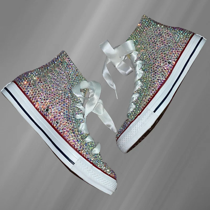 

High-top rhinestone full-diamond custom canvas shoes fashionable personality comfortable walking shoes banquet shoes 35-46