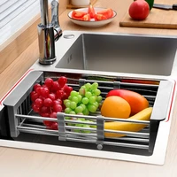 kitchen accessories stainless steel retractable drain rack adjustable household tableware bowls and chopsticks storage rack
