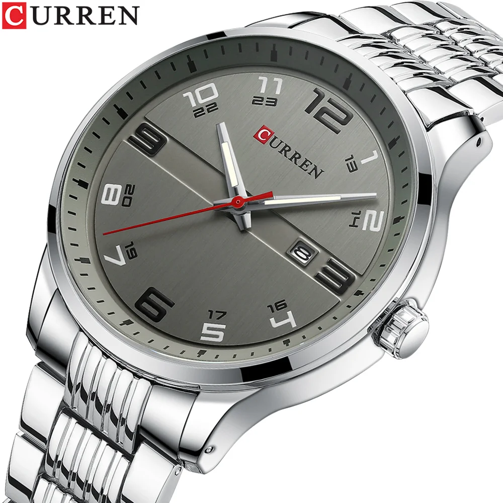 

CURREN Business Men Luxury Watches Stainless Steel Quartz Wrsitwatches Male Auto Date Clock with Luminous Hands