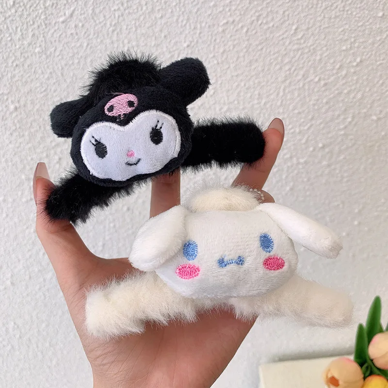 

Sanrio Kawaii Kuromi Mymelody Cinnamorol Onpompurin Plush Hairpin Cute Large Headwear Girl Decorative Hairpin Anime BirthdayGift