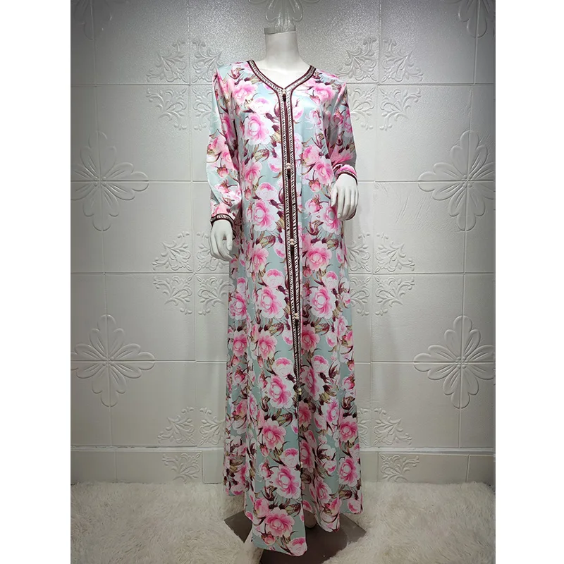 Muslim Dress 2022 Middle East Islamic Abaya Dubai Women Print Long Dress Abaya Turkey Muslim Fashion Robe Femme Musulmane