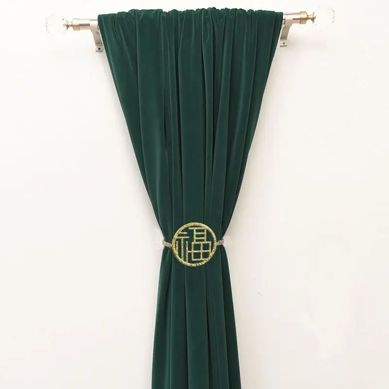 Modern new Chinese alloy curtain straps light luxury high-end spring blessing character soft decorative curtain buckle