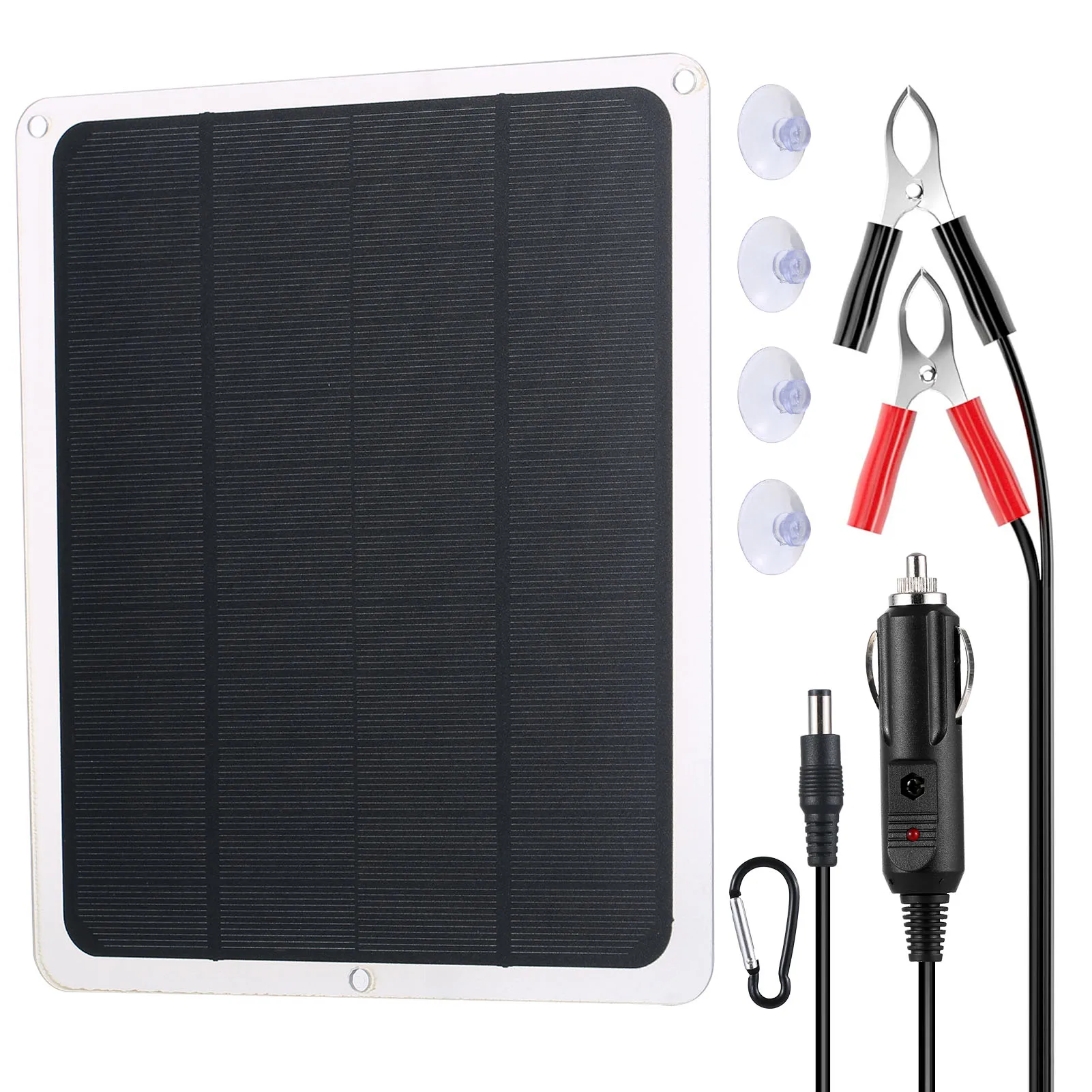 12V Upgraded Car Solar Battery Trickle Charger Maintainer Portable Waterproof Solar Panel Trickle Charging Kit for Motorcycle RV