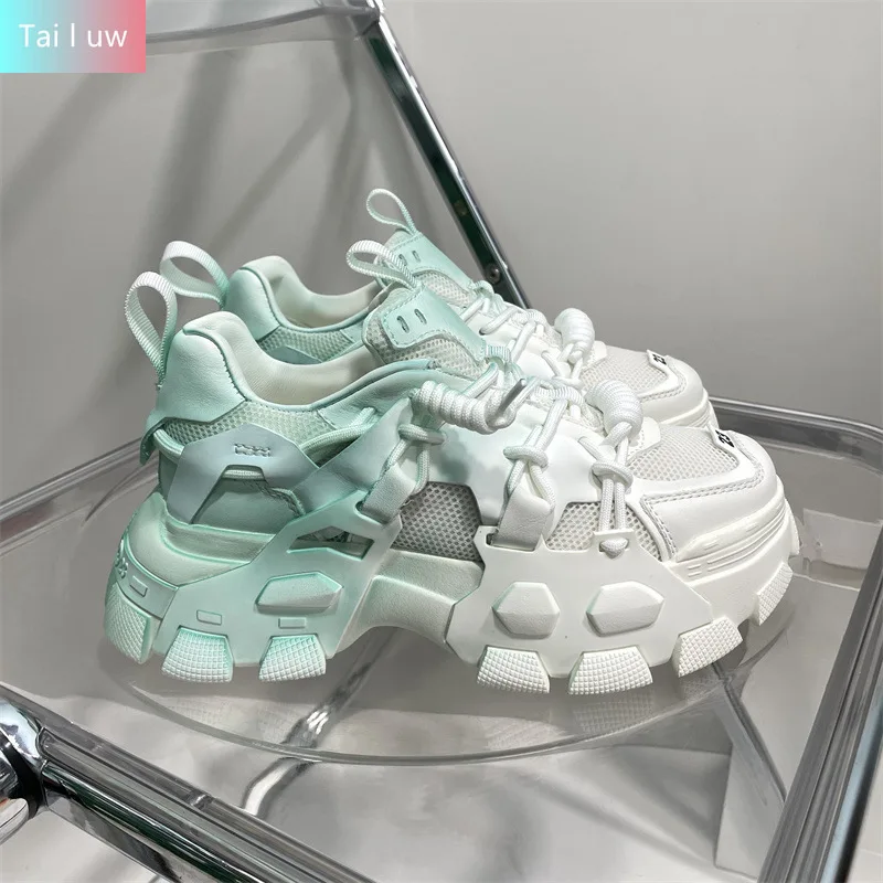 

Women's Vulcanized Shoes 2022Summer New Mesh Casual Sports Shoes Daddy Shoes Gradient Sports Casual Shoes Platforms White Shoes