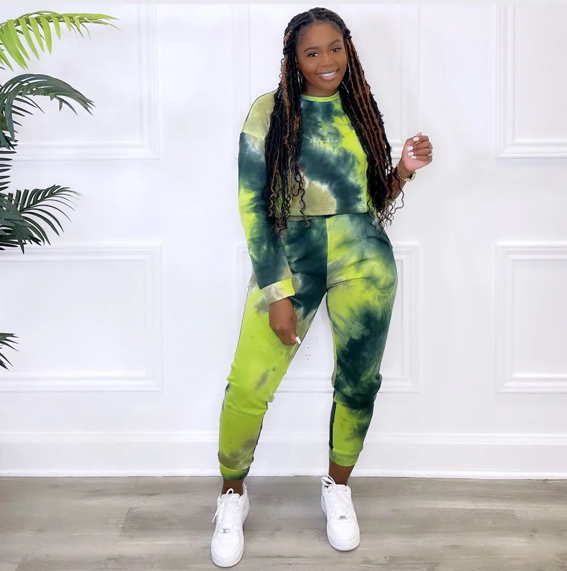 Plus Size Sets Autumn and Winter Tie Dye Long Sleeve Large Two-piece Set Long Sleeve Plus Size Women Clothing Full Slim Fit