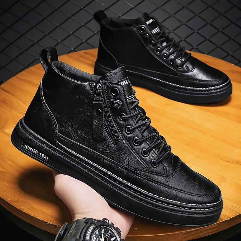 

2023 Winter New Hot Plush Men's High Top Shoes Men's Sneakers Trendy and Versatile Thickened Warm Sports Shoes Men Shoes