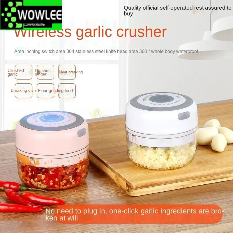 

100mL Mini Electric Garlic Chopper USB Charging Ginger Masher Machine Sturdy Durable Chili Vegetable Crusher Kitchen Tool Cook