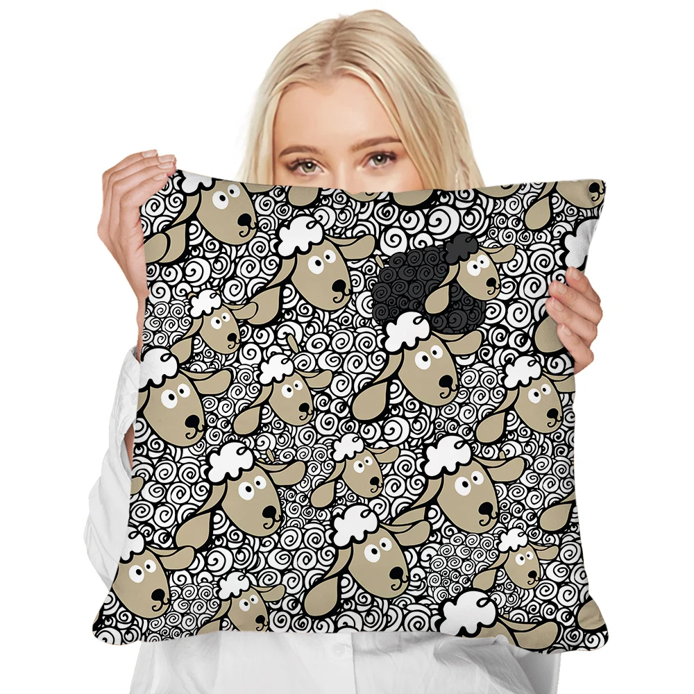 

CLOOCL модная наволочка Смешные животные Черная овечка среди белых овец 3D наволочка для подушки с принтом для дома декоративные подушки