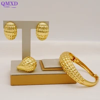 latest design simple 3pcs jewelry sets 3pcs gold color dubai russian elegant classic earrings bracelet ring bracelet sets