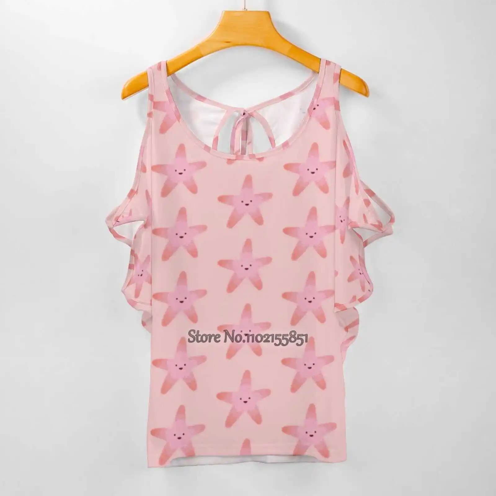 

Женская футболка с коротким рукавом, принтом и морской звездой