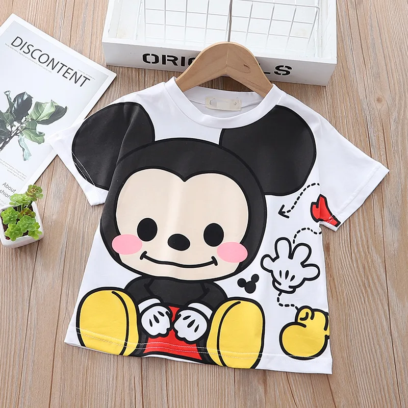 

Mickey Mouse Summer Short Sleeve T Shirt Baby Girls Tee Tops Cute Rabbit Cartoon Printed Toddler Children Clothes Kids Outfits