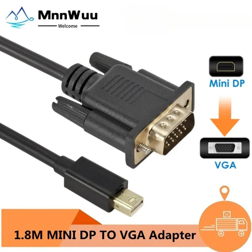 Кабель 1 8 м 1080P Mini DP к VGA Thunderbolt DisplayPort
