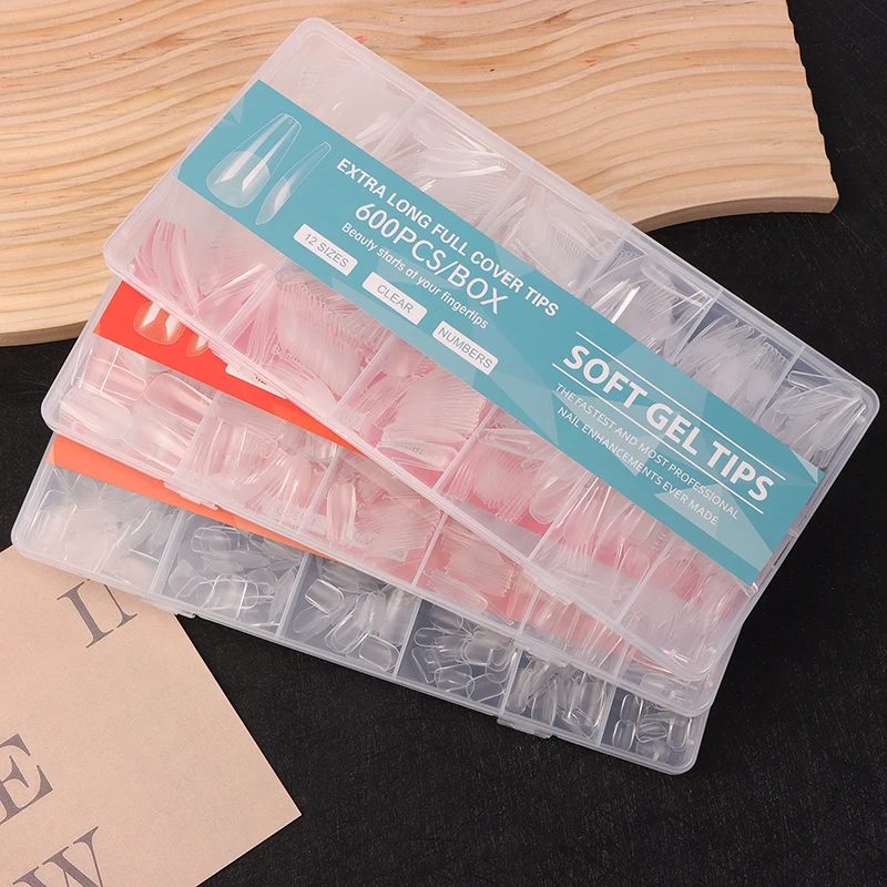 600 шт./кор. легкие полное покрытие матовые накладки для ногтей ультратонкие без