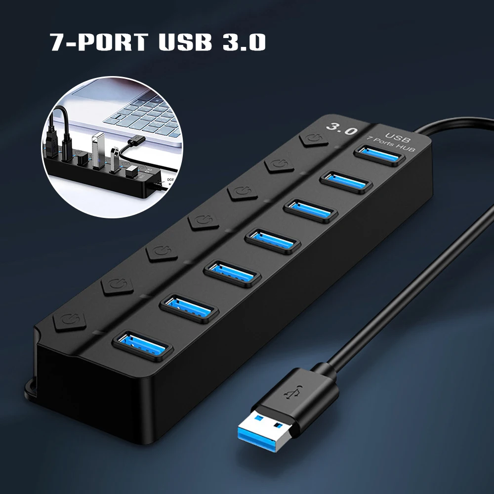 

Высокоскоростной Разветвитель USB, 7 портов, 3,0 дюйма, 5 Гбит/с