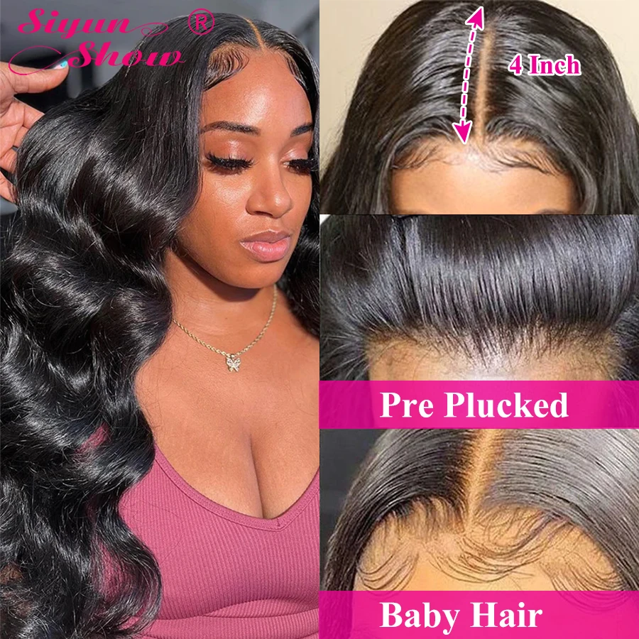 

Siyun Show Body Wave Wig 13X4 HD Transparent Lace Frontal Wig Human Hair Pre Plucked Peruvian Body Wave Human Hair wig For Women