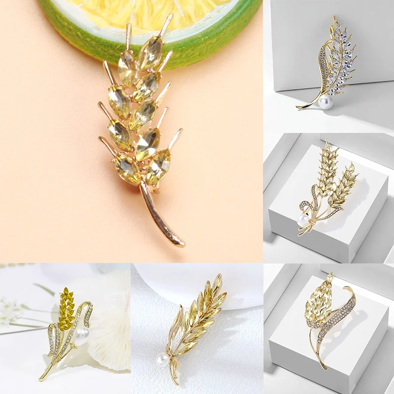 

Gold wheat brooch gold pin collar scarf buckle jewelry brooch party luxury jewelry for men and women