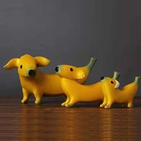 banana dog figurines creative animal cute dog gift countertop art decor nordic resin dog sculpture ornament interior home decor