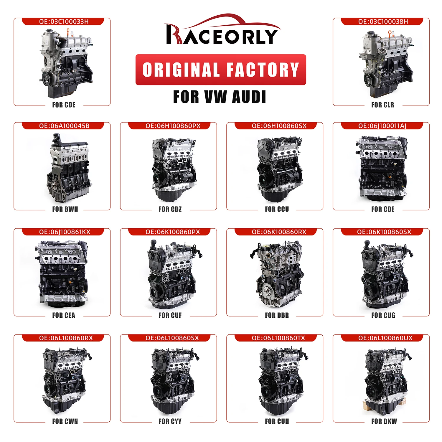 Горячие продажи автозапчастей 06L 100035 H 100860 Оригинальный блок двигателя UX для VW Audi