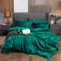 solid color satin washed imitation silk bedding set quilt duvet cover sets king size with pillowcase double queen bed linens