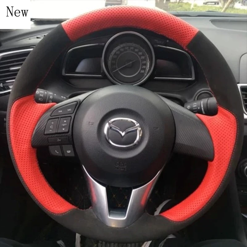 

DIY Hand-Stitched Leather Suede Car Steering Wheel Cover Interior CarAccessories for Mazda 3 CX-5 CX-8 Cx-4 Cx-3 Atenza