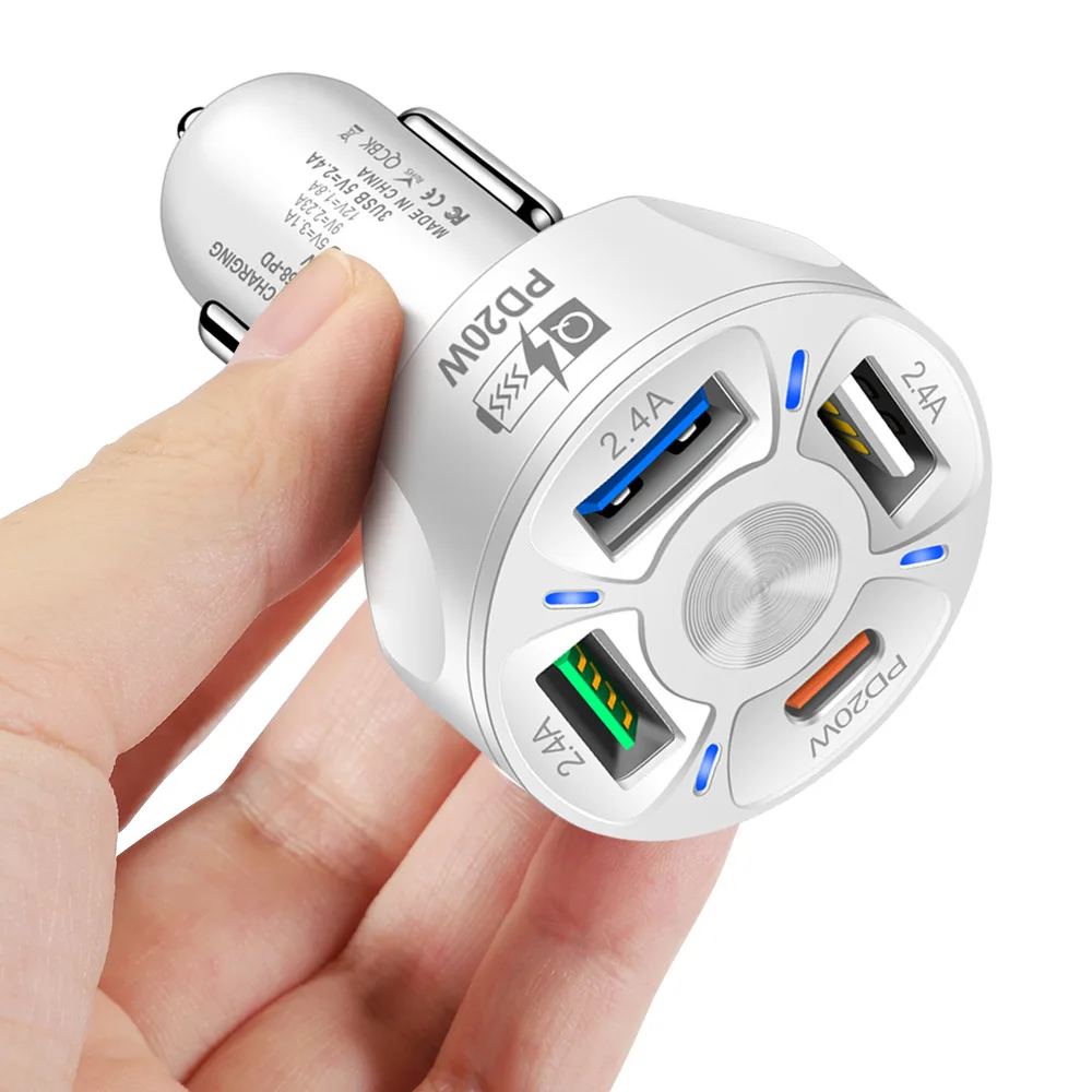 Автомобильное зарядное устройство 250 Вт, 5 портов, быстрая зарядка PD QC3.0 USB C, автомобильное зарядное устройство для телефона, адаптер типа C в автомобиле для IPhone