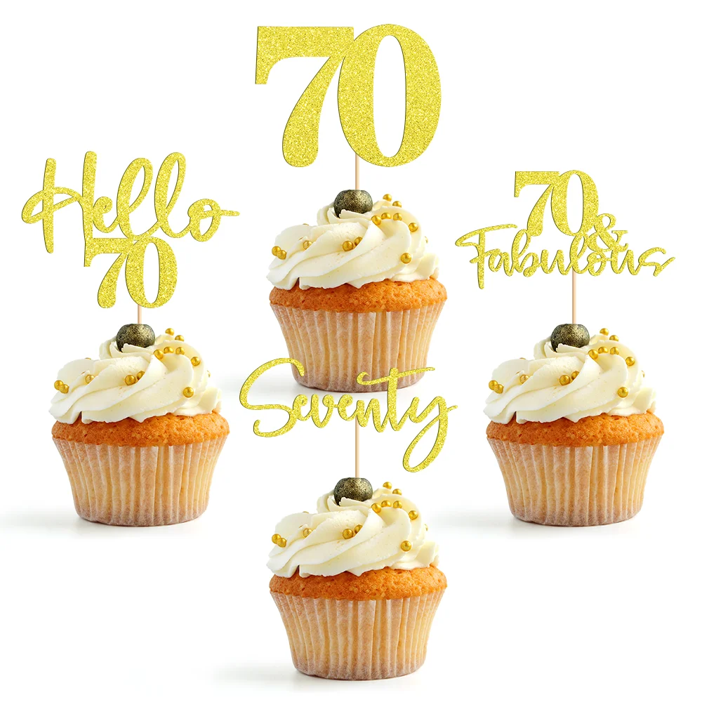 Party to Be 24 PCS 70th Birthday Cupcake Decoration 70 and F