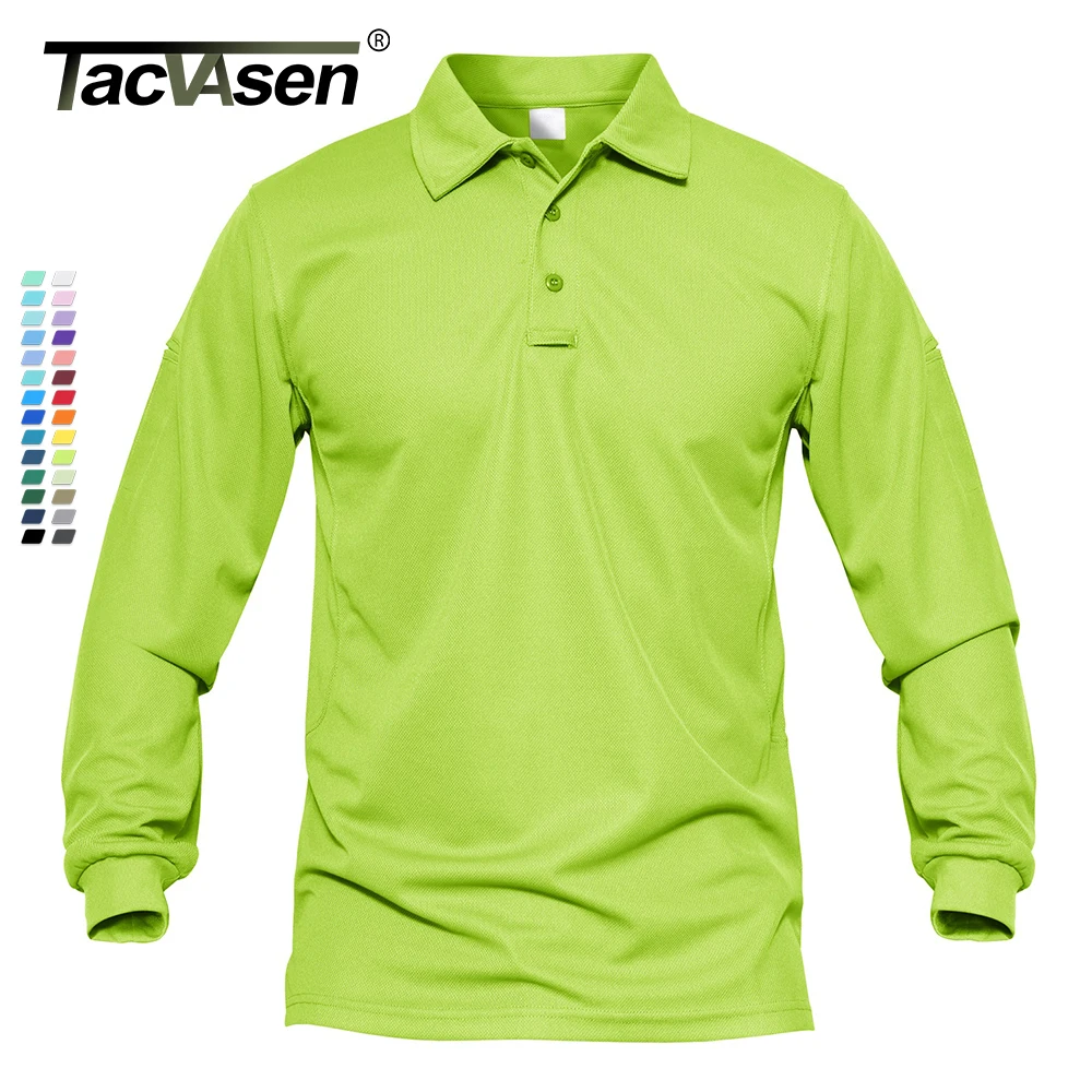 

TACVASEN Men Tactical T-shirts Summer Quick Dry Performance Airsoft T-shirts Long Sleeve Lightweight Pique Jersey Golf T-shirts