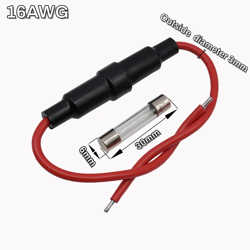 

5 пар с проволочным кабелем 22AWG 20AWG 18AWG 16AWG 6*30 мм стеклянный держатель предохранителя винтового типа подходит для 250 в 6x30 мм 1A-30A трубчатых предохранителей