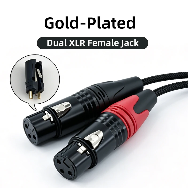 Фото Кабель с двумя разъемами XLR (женские) на два RCA (мужские), из луженой меди, 2-XLR (женские) на 2 RCA/телефонный штекер (мужской), стерео аудио соединительный провод №3