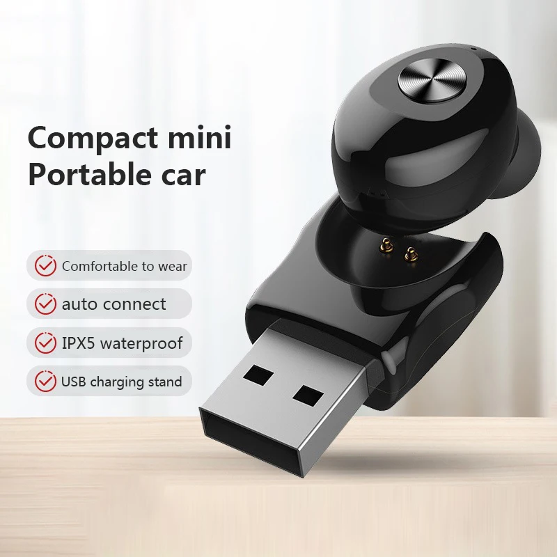 

Wireless bluetooth headset 5.0 stereo U12 mini single ear in-ear running sports headset