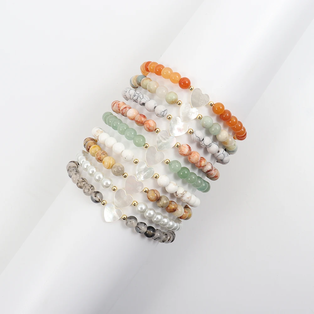 Новый трендовый браслет с ракушками и сердечками женский классический ручной