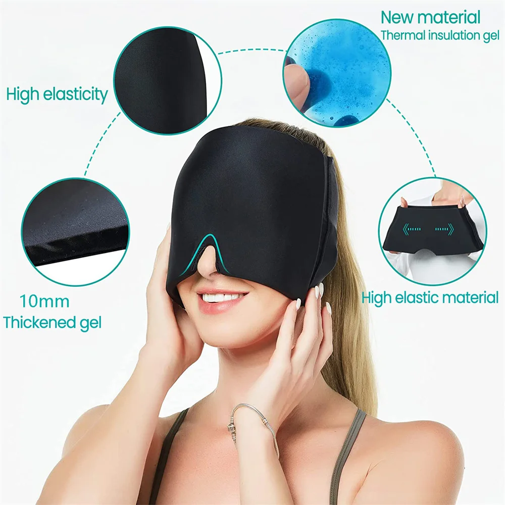 

Cold Therapy Form Fitting Gel Ice Headache Migraine Relief Cap,Ice Pack Eye Mask for Puffy Eye,Tension,Sinus,Stress Relief
