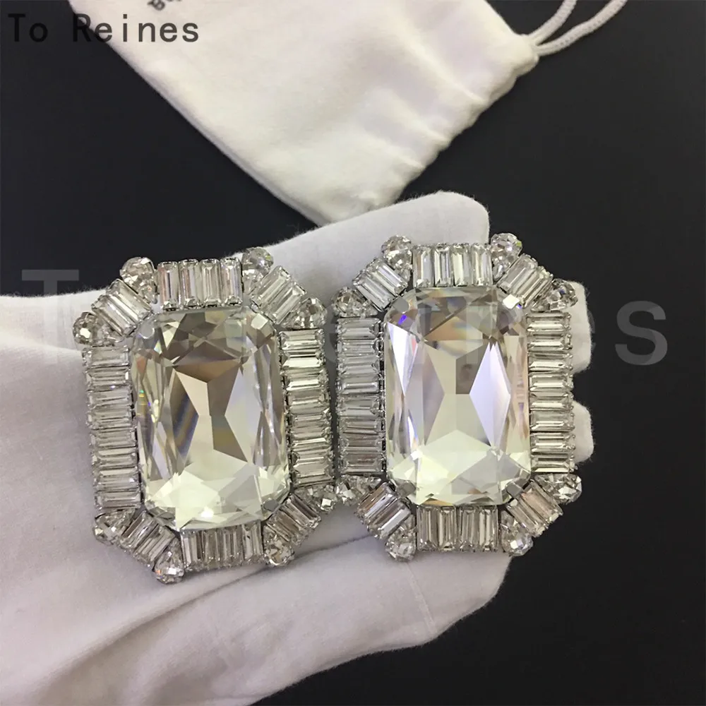 To Renies элегантные геометрические большие серьги-клипсы с цирконием французские