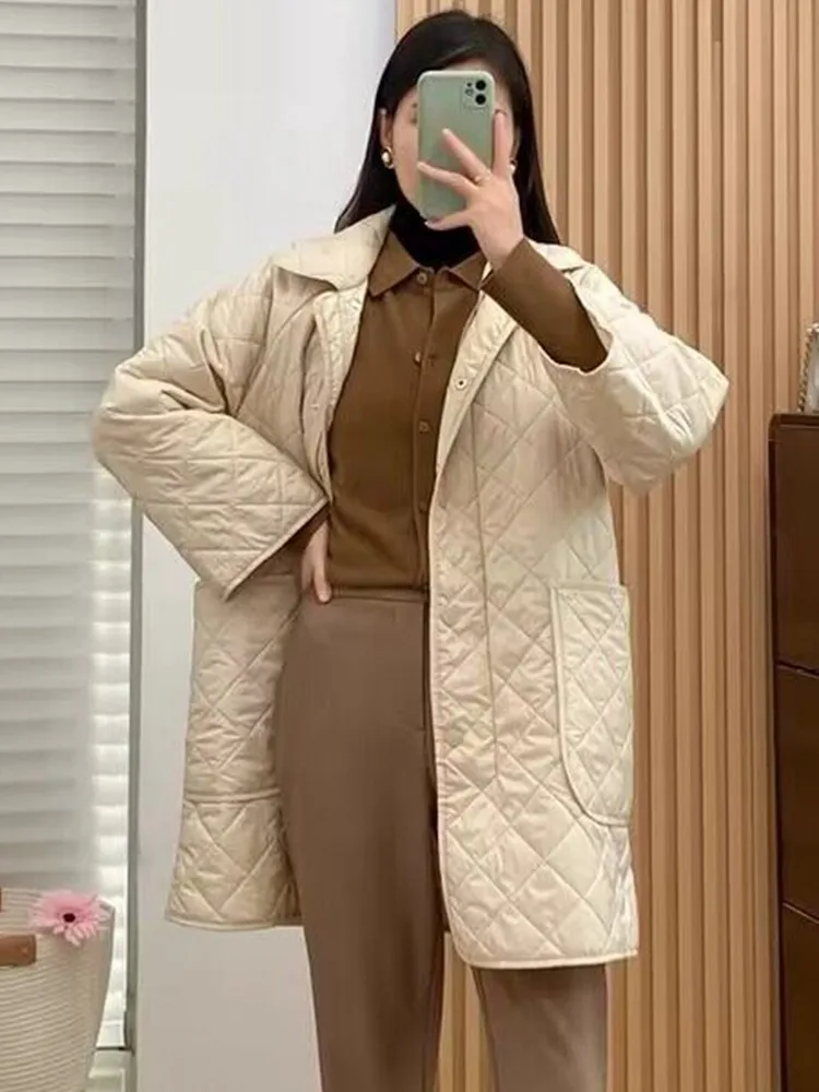 

2022 Autumn and Winter New Women Padded Jackets with Cashmere and Cotton Filling Mid-length Tops