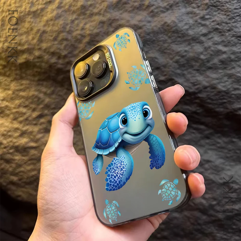 Фото Симпатичный синий чехол для телефона черепахи iPhone 16 Pro Max чехол iPhone 14 15 13 12 11 XS X 15 14 Plus 12 13 Mini Protection Hard Cover №5