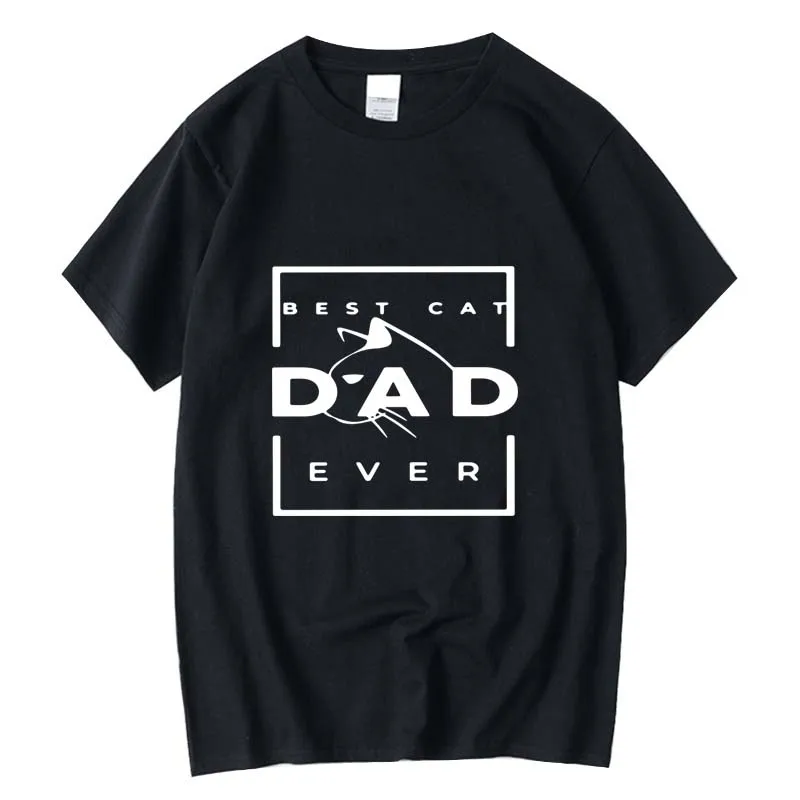 

XIN YI Men's high quality t-shirt 100% cotton BEST CAT DAD print casual loose men t shirt o-neck male t-shirt male men tee tops