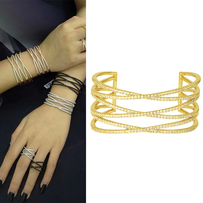 

Luxury Crystal Pulseira Bracelet for Woman's Accessories Fashion Female Copper Trendy African Jewelry Dubai Indian Jewellery