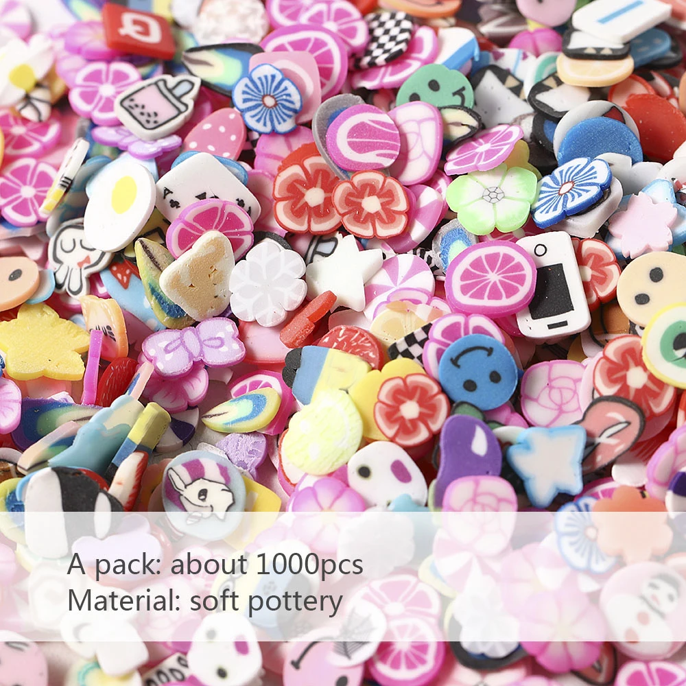 

1000Pcs Mixed Addition For DIY Lollipop Fruit Flower Slices Filler For Nail Art Charm Slime Accessories Supplies Decoration Toy