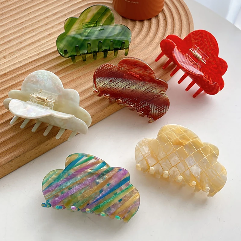 

Cute Rainbow Striped Gradient Color Lucky Cloud Hair Clip for Women Acetate Fiber Plate Claw Clip Girl Japanese Hair Accessorie