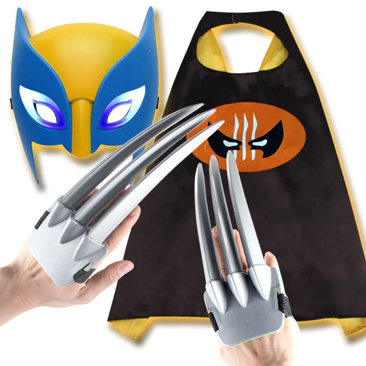 

Костюм для косплея X-men, искусственная кожа + светильник маска + накидка, наборы одежды X-man, оружие лапы, Детский костюм, нарядное платье, подар...